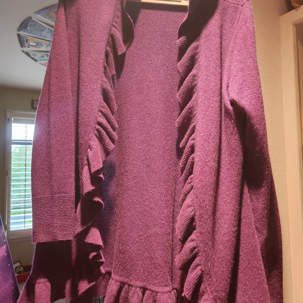 Ruffle cashmere cardigan